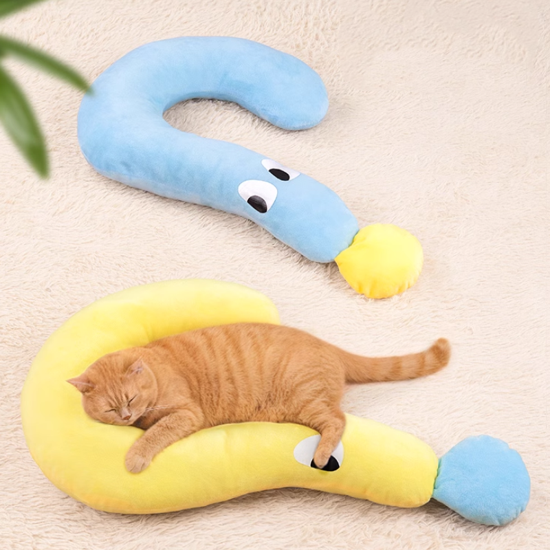 Anti-Sagging Pet Cat Pillow, Cuddle Bed Soft Plush Cat Shaped Pillow, Multipurpose Washable Cat Neck Pillows