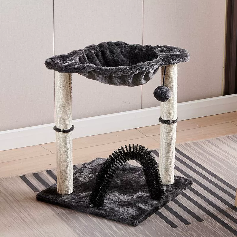 Cat Tower With Hammock, Sisal Scratching Posts, Soft Hanging, Basket Perch Hammock