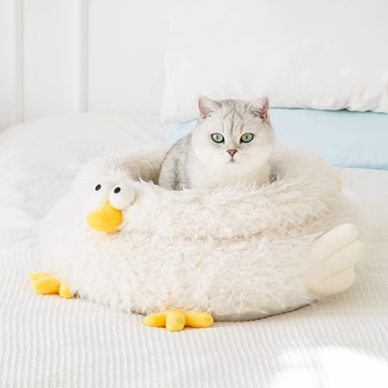 Cute Chick Warm Cat Bed, Pet Cat Sofa Bed House Mat Cushion Indoor Adorable fluffy