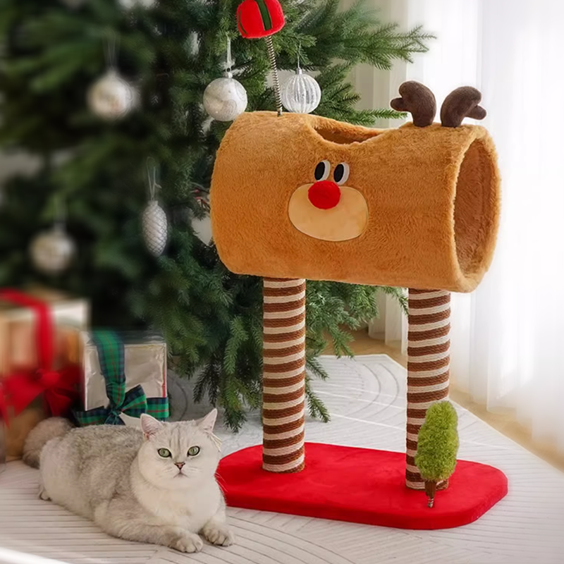 Christmas Reindeer Cat Tree Cat Climbing Frame Sturdy and Scratch