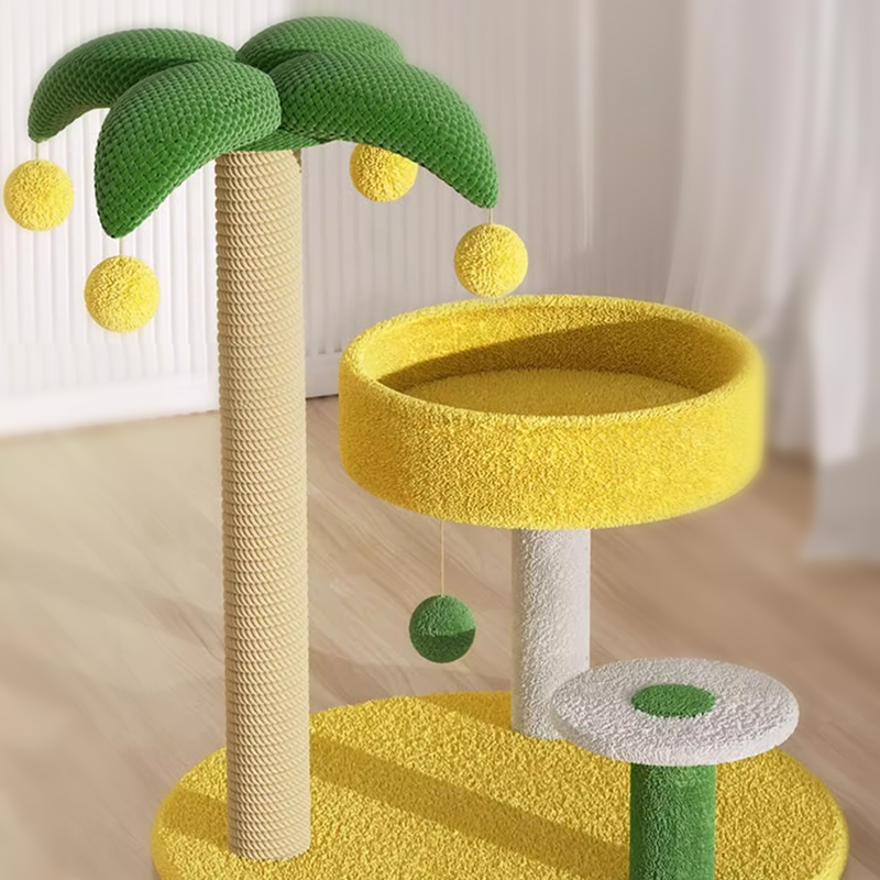 Coconut Palm Cat Tree Cat Tower for Indoor Cats Sisal Covered Scratching Post