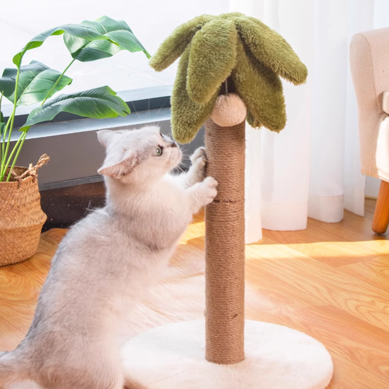 Coconut Cat Tree Cat Scratching Post Activity Cat Tower Furniture with Sisal-Covered