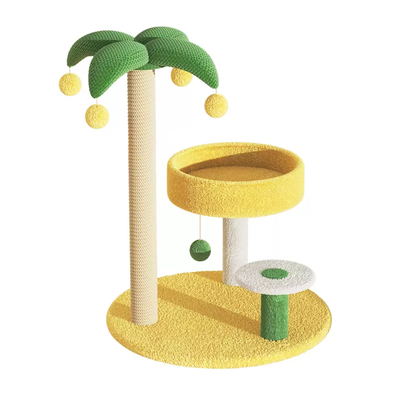 Coconut Palm Cat Tree Cat Tower for Indoor Cats Sisal Covered Scratching Post