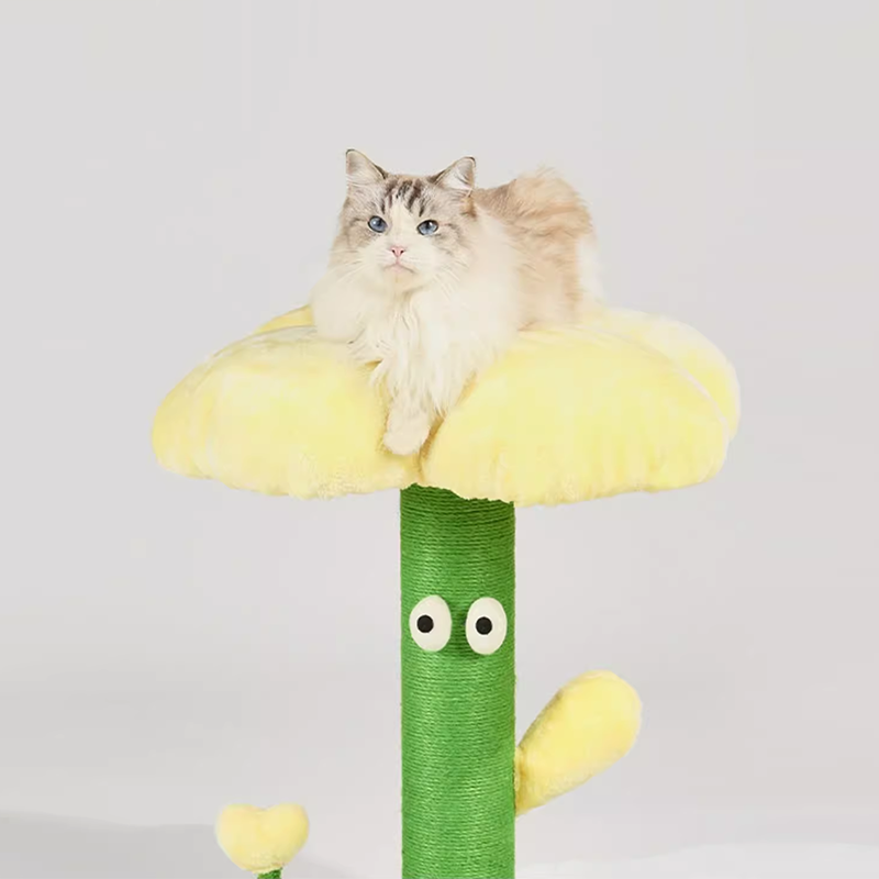 Four Leaf Clover Cat Tree Cat Scratch Post Short Plush Fabric