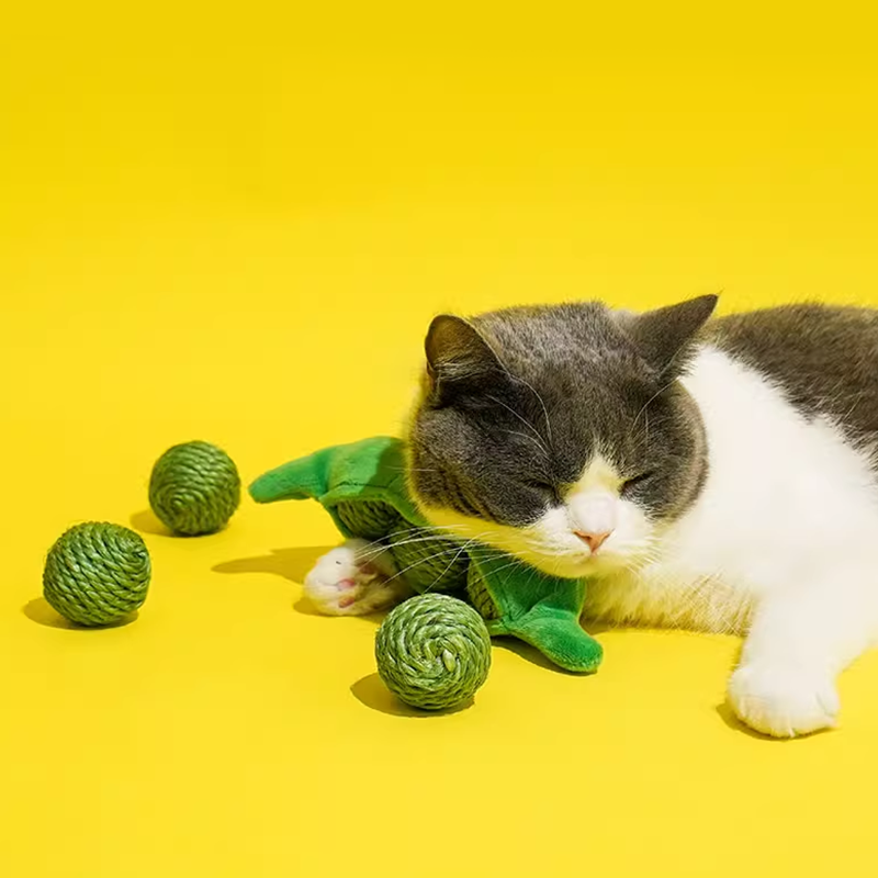 Green Pea Sisal Ball Cat Toy 3PCS Cat Toy Balls