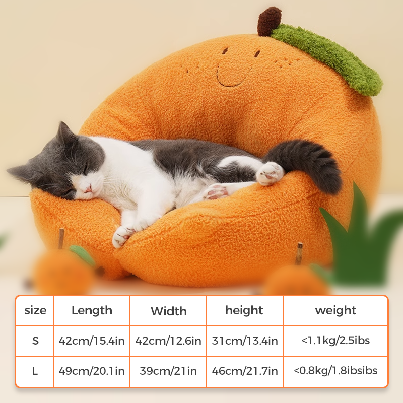 Orange Cat Bed Ultra-Soft Fur Bed for Cats