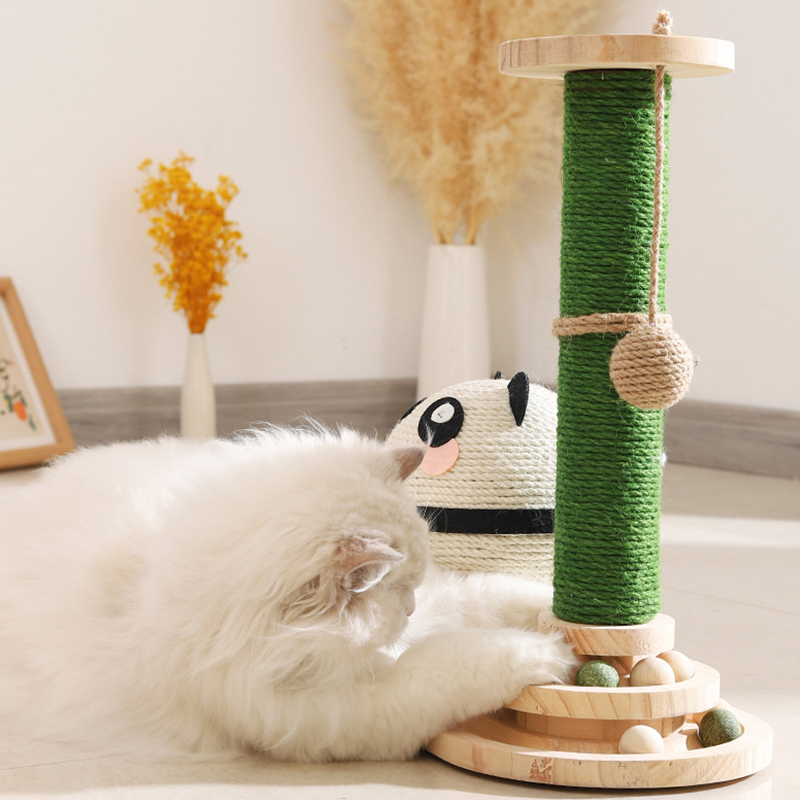 Solid Wood Pet Cat tree Spherical Sisal Cat Scratcher with Mushroom Poles