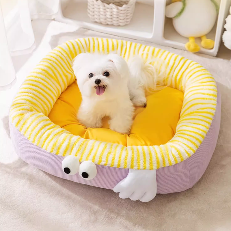 Big eye cat bed Warm winter dog kennel thick cat bed, open sleeping nest sleeping pad nest